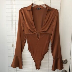 Top Chic Bodysuit SZ S Brown